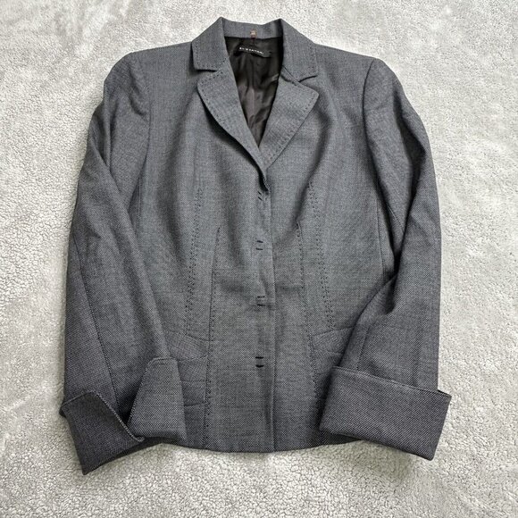 Elie Tahari Women's Pant Suit Jacket Wool Blend 4 Snap Cuff Sleeve Size 4 Gray - Picture 2 of 10